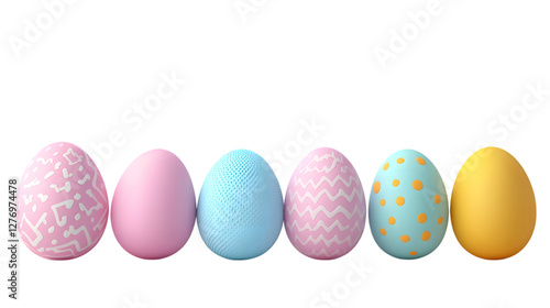 Collection of Hand Painted Colorful Easter Eggs on transparent PNG background photo