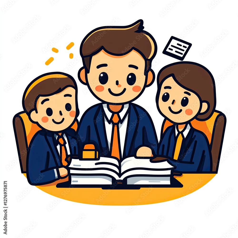 Team work on project in office, documents flying, use presentation, website, communication Team work on project in office, documents flying, use presentation, website, communication