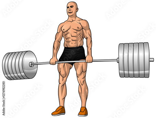 powerlifter lifting weights vector