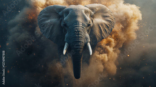 An angry elephant is running towards the camera.