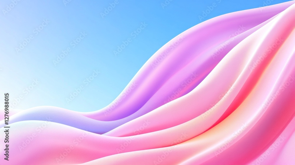 Abstract flowing waves of pink and blue, against a clear gradient sky for a colorful background Abstract flowing waves of pink and blue, against a clear gradient sky for a colorful background