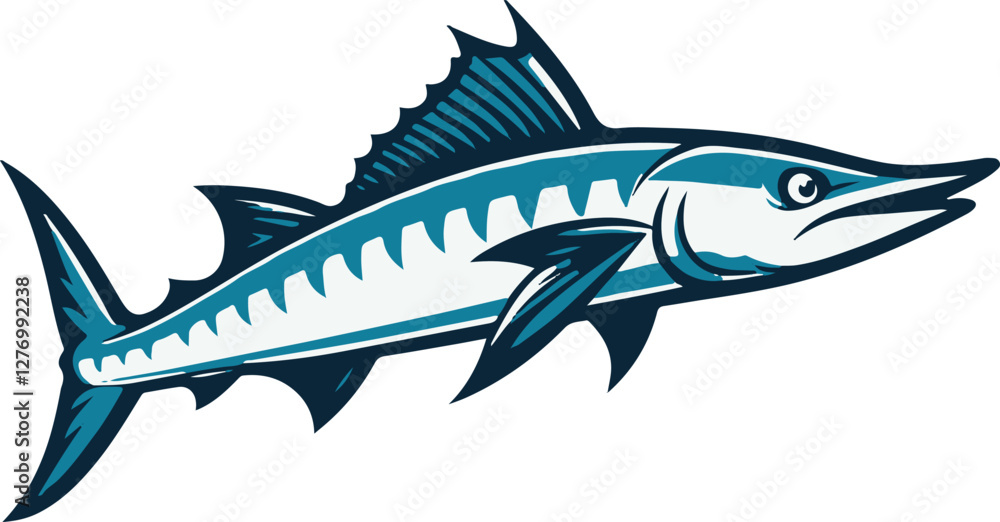 Fototapeta premium A simple Barracuda vector style with white background