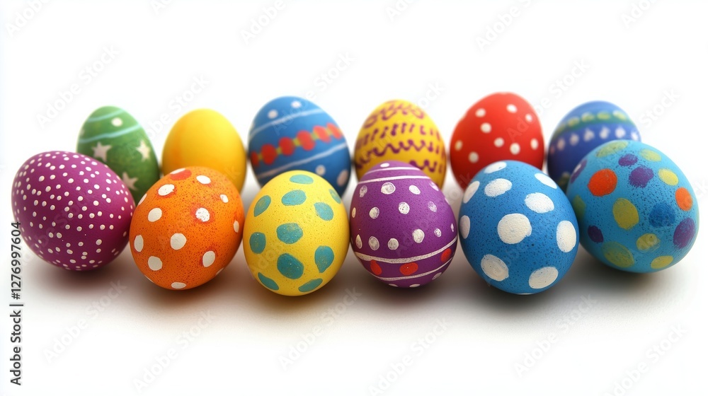 Hand-painted easter eggs creating a vibrant and colorful border on a isolated on a white background, perfect for easter celebrations Hand-painted easter eggs creating a vibrant and colorful border on a isolated on a white background, perfect for easter celebrations