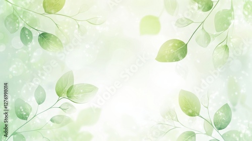 Wallpaper Mural Green theme Spring background with leaves. Torontodigital.ca