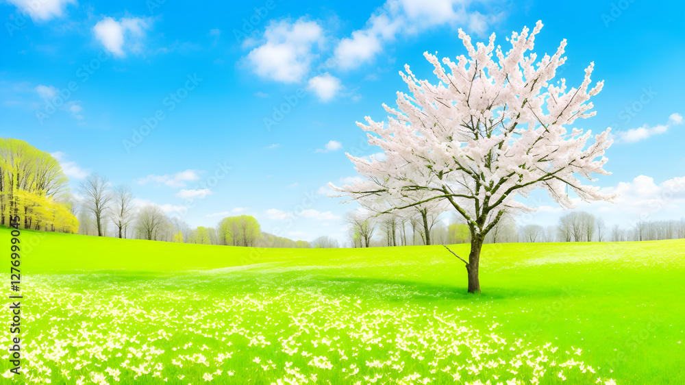 Obraz premium spring landscape with trees