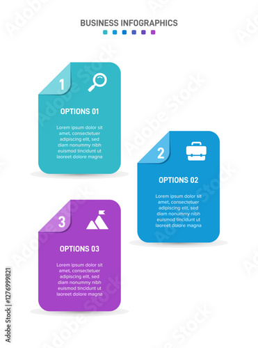 Vertical progress bar featuring 3 arrow-shaped elements, symbolizing the three stages of business strategy and progression. Clean timeline infographic design template. Vector for mobile presentation.