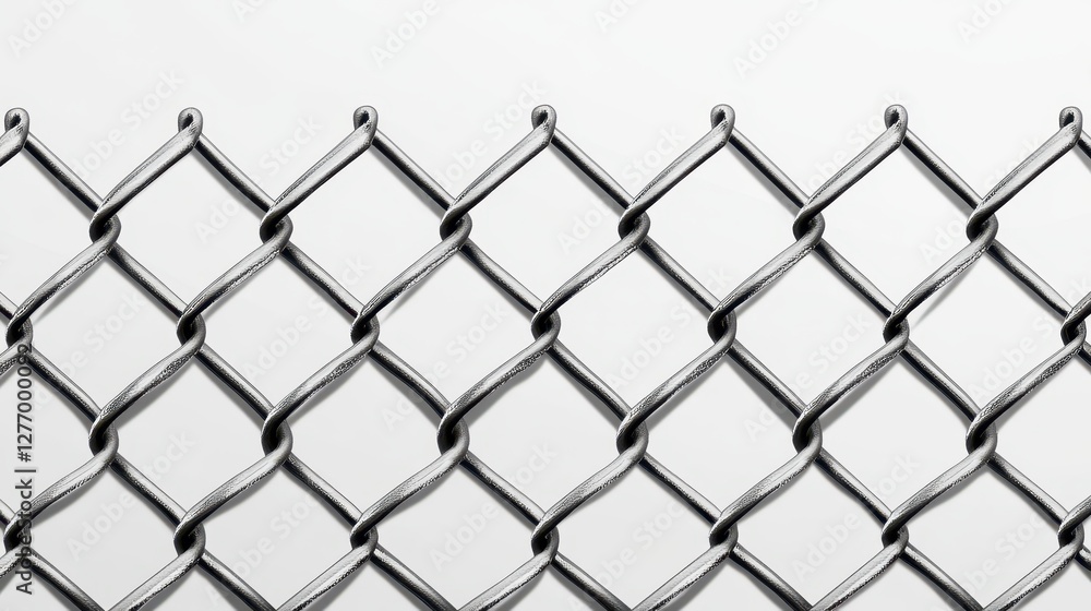 Chain link fence close-up against bright sky background Chain link fence close-up against bright sky background