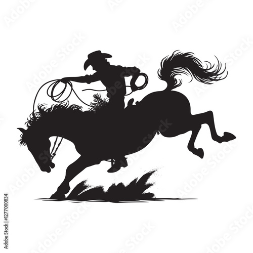 Western Lasso Rider – Fearless Cowboy on a Bronco