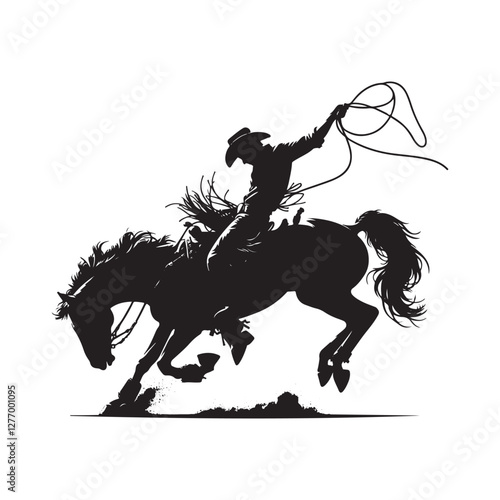 Western Lasso Rider – Fearless Cowboy on a Bronco