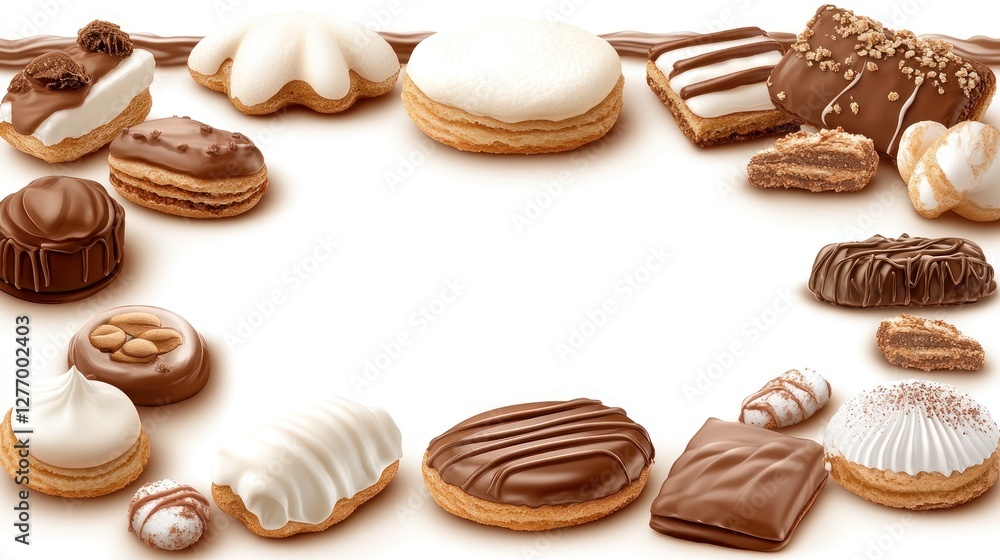 Assorted chocolates and sweets arranged artistically for an appealing and inviting confectionery display Assorted chocolates and sweets arranged artistically for an appealing and inviting confectionery display