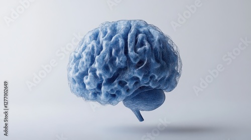 Detailed blue brain model - anatomical art of the human brain structure with neural pathways highlighted photo