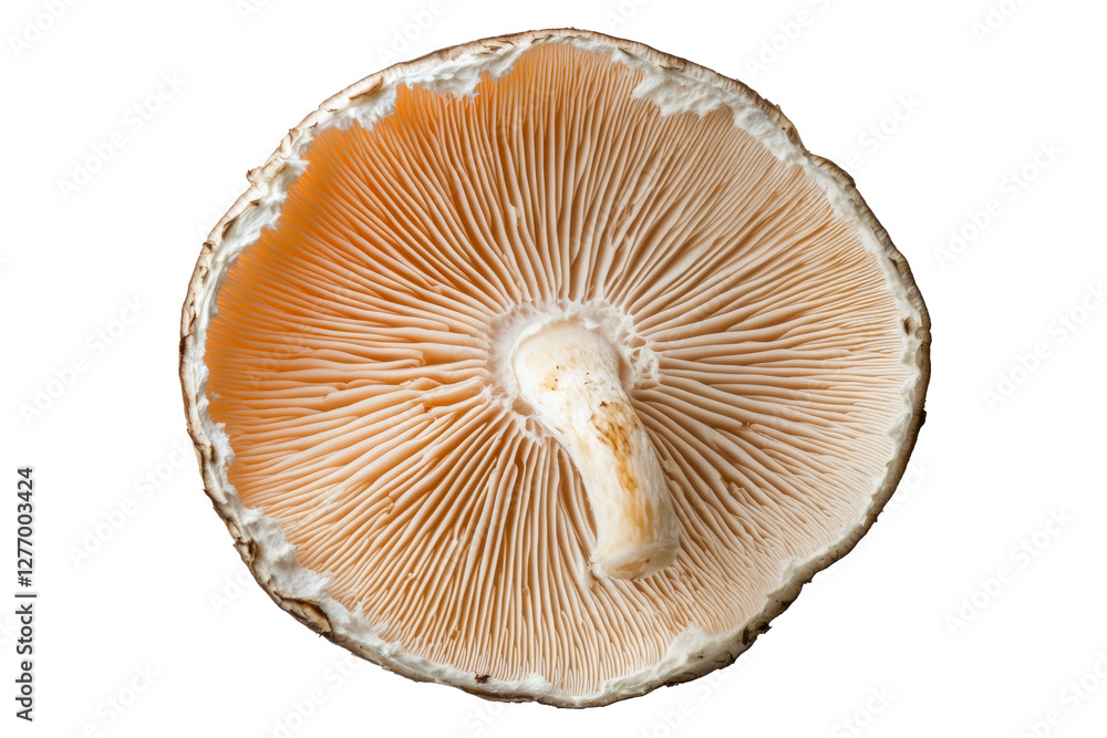 Bottom view of a mushroom. Transparent background Bottom view of a mushroom. Transparent background
