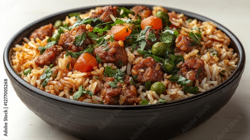 Delicious Lamb Biryani with Vegetables and Fresh Herbs. Generative AI Delicious Lamb Biryani with Vegetables and Fresh Herbs. Generative AI
