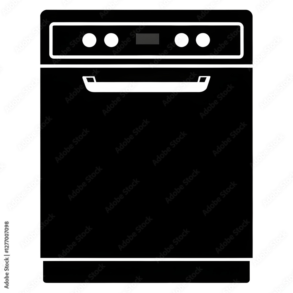 Black silhouette of Dishwasher against a white background Black silhouette of Dishwasher against a white background