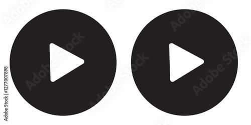 Round play button icons. play button vector. symbol, icon, sign.