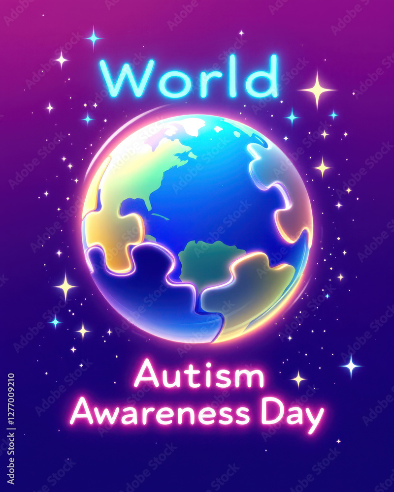 Fototapeta premium World autism awareness day earth puzzle design for posters and cards