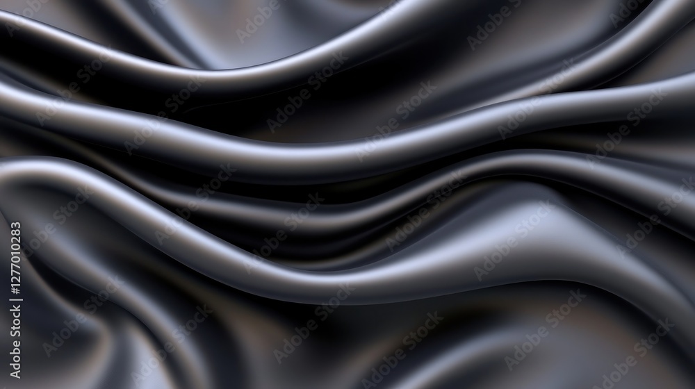Fototapeta premium Black silk fabric background with luxurious draped texture for fashion or decor use
