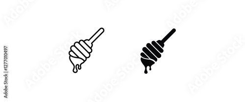 Dripping Honey Icon, Spoon for honey icons button, vector, sign, symbol, logo, illustration, editable stroke, flat design style isolated on white linear pictogram