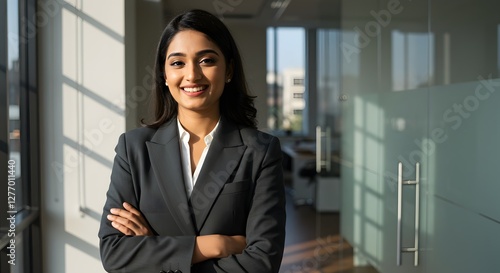 Wallpaper Mural beautiful smile woman wearing a business suit, standing in the office, sunshine, with a little bit of blurred background with copy space Torontodigital.ca