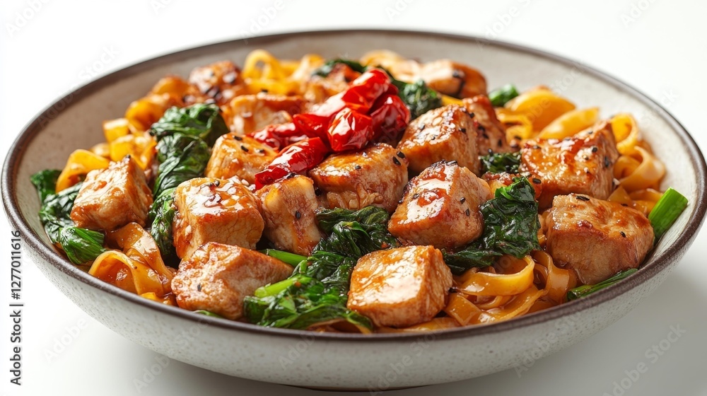 Delicious Stir-Fried Noodles with Tofu Spinach and Cherry Tomatoes. Generative AI Delicious Stir-Fried Noodles with Tofu Spinach and Cherry Tomatoes. Generative AI