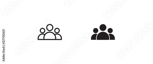 3 people line Icon isolated on white background. Crowd sign. 3 three Persons symbol for your web site design, logo User Set, Men, Women person id business icons, button, vector, editable stroke, flat