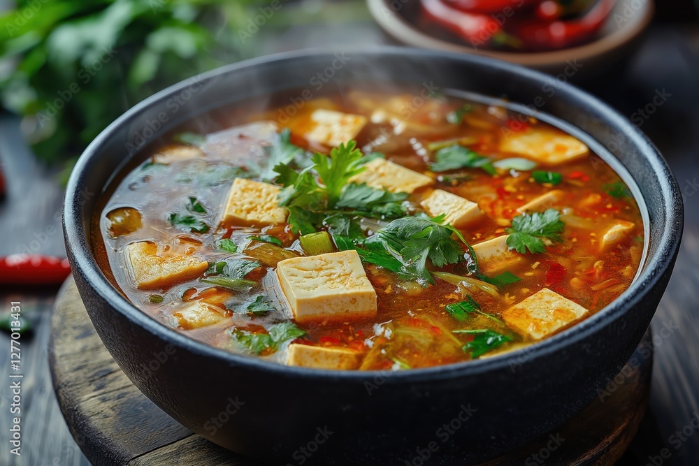 Steaming Hot and Sour Soup with Rich, Spicy, and Tangy Flavors Steaming Hot and Sour Soup with Rich, Spicy, and Tangy Flavors