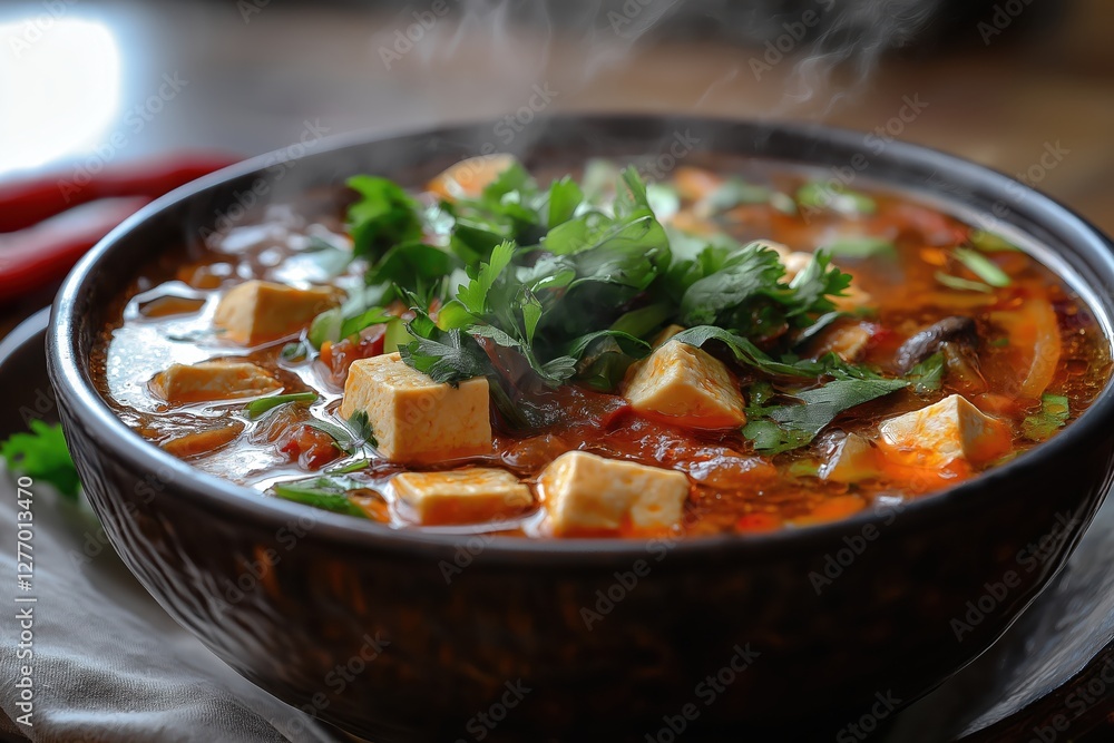 Steaming Hot and Sour Soup with Rich, Spicy, and Tangy Flavors Steaming Hot and Sour Soup with Rich, Spicy, and Tangy Flavors