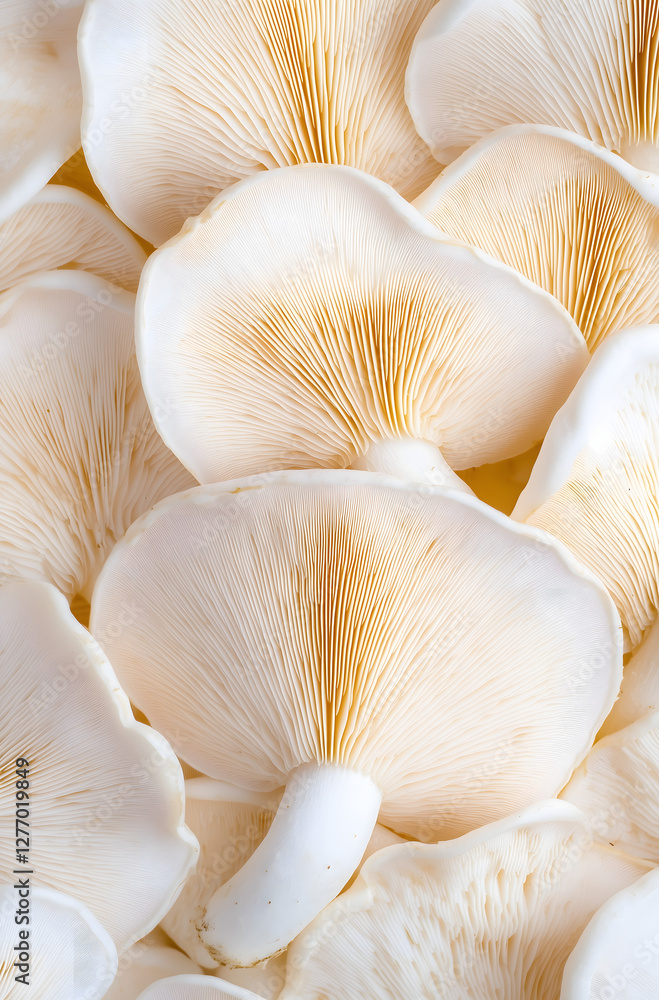 A detailed look at a pile of fresh white mushrooms. A detailed look at a pile of fresh white mushrooms.