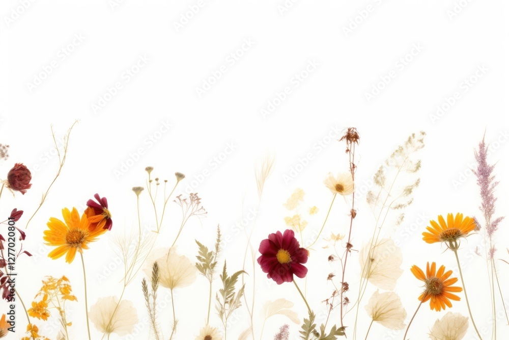 Obraz premium Delicate wildflowers on white background