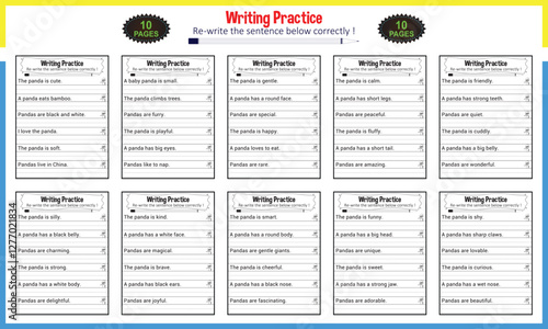 Simple writing sentence worksheets for children