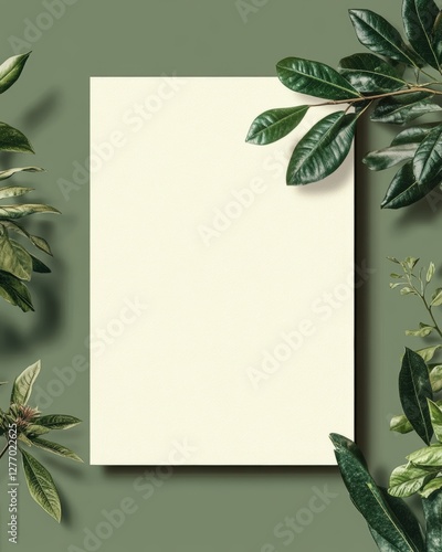Elegant blank greeting card with leafy border for any occasion
