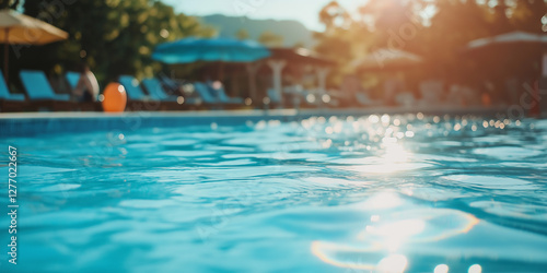 Sunlight reflecting on the surface of swimming pool water