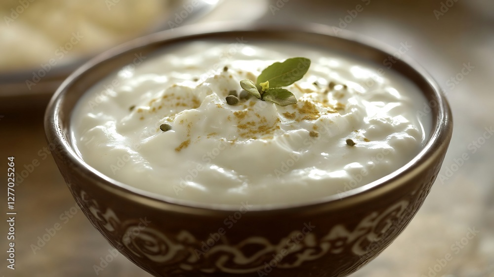 Tangy sweet dessert made with yogurt and flavored with cardamom served chilled for a refreshing treat after meals Tangy sweet dessert made with yogurt and flavored with cardamom served chilled for a refreshing treat after meals