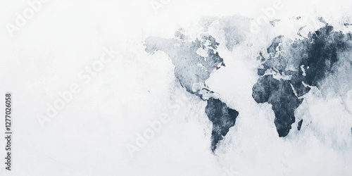 Global Watercolor Map Depiction of the World with a Focus on Continents and Textured Style