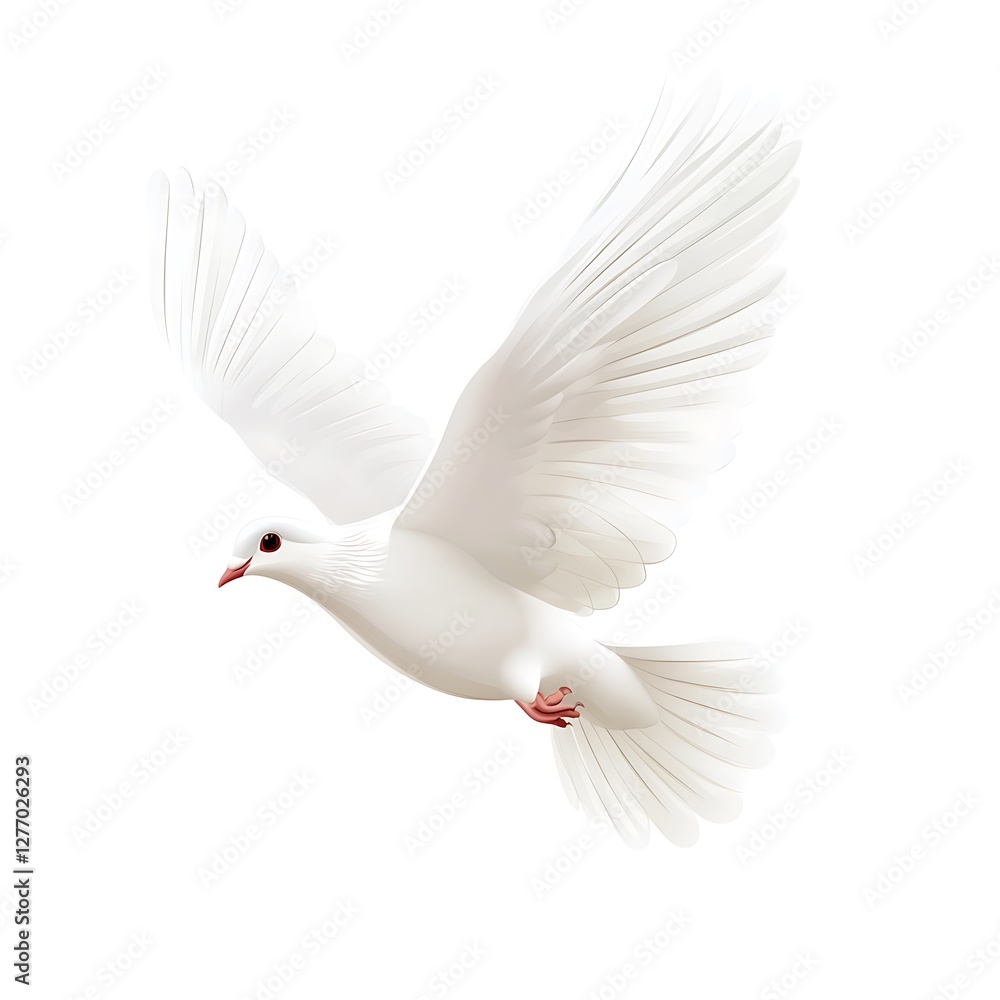 Fototapeta premium White dove in flight symbolizing love and harmony image
