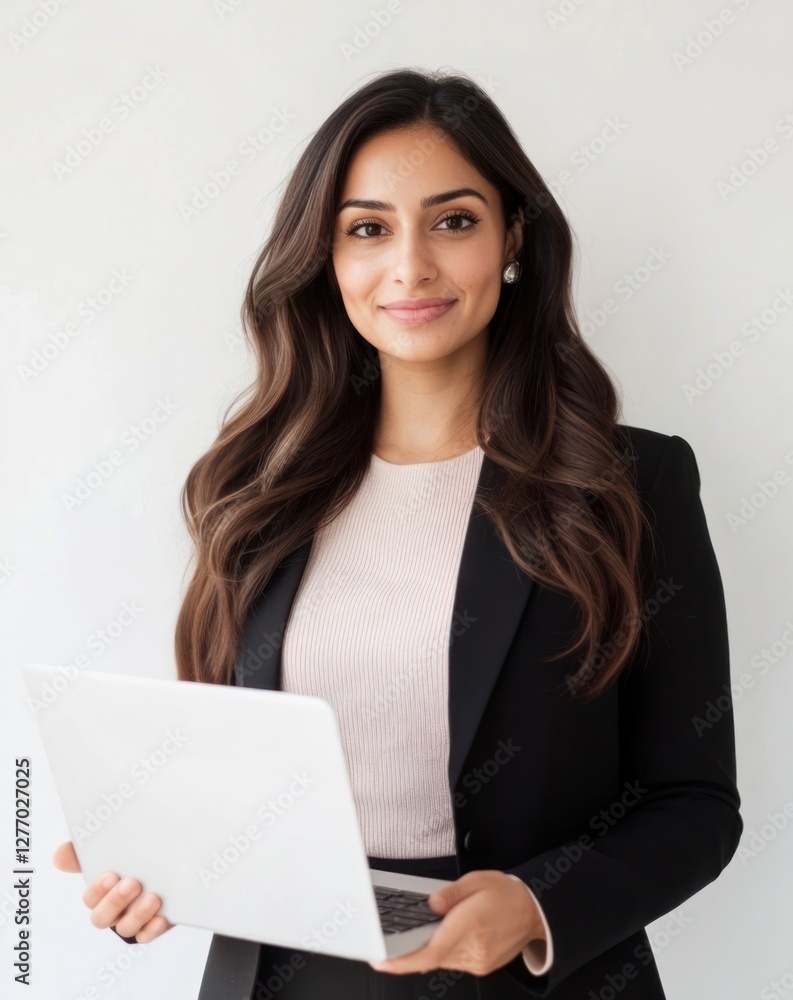 Portrait of happy business woman in her 30s laptop professional female. Portrait of happy business woman in her 30s laptop professional female.