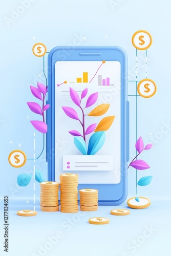 Financial growth strategies digital platforms infographic design modern workspace aesthetic visualization investment insights