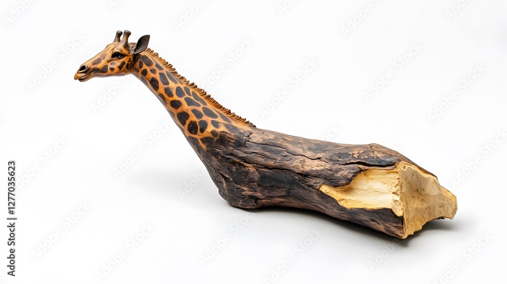 Fototapeta premium Giraffe, Carving, Wood Sculpture, Abstract Image, Texture, Pattern Background, Wallpaper, Smartphone Cover and Screen, PC, Laptop, 9:16 and 16:9 Format
