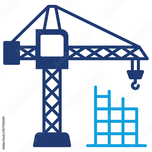 Building Construction Flat Blue Icon