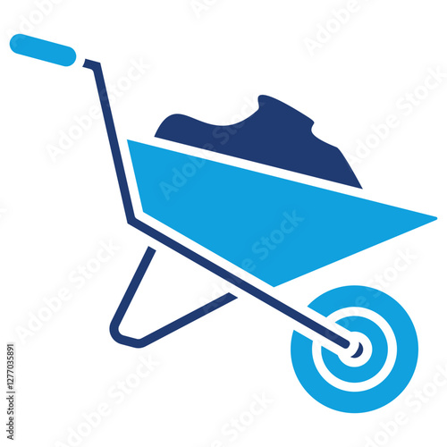 Wheelbarrow Flat Blue Icon