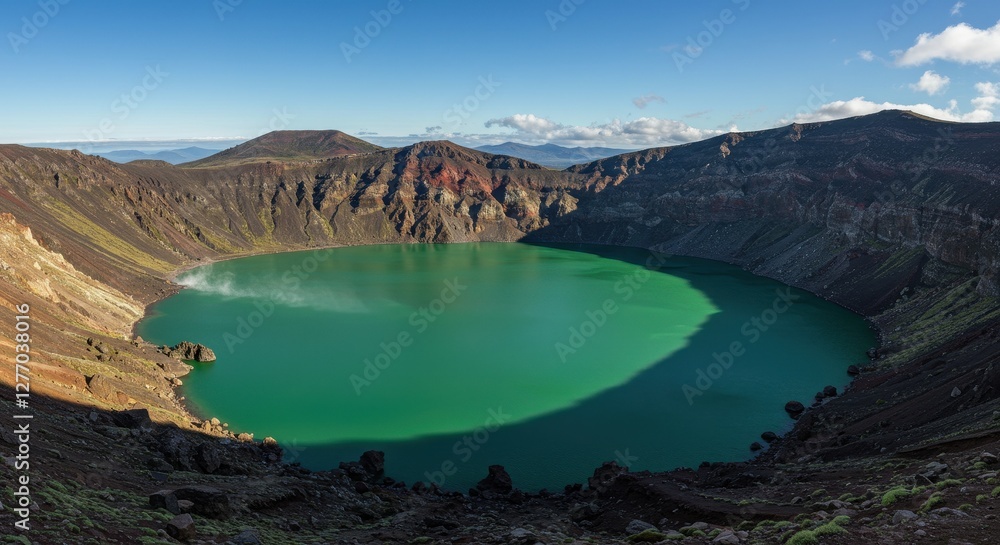 Fototapeta premium Volcanic Crater Lake in Iceland: A Breathtaking Panorama