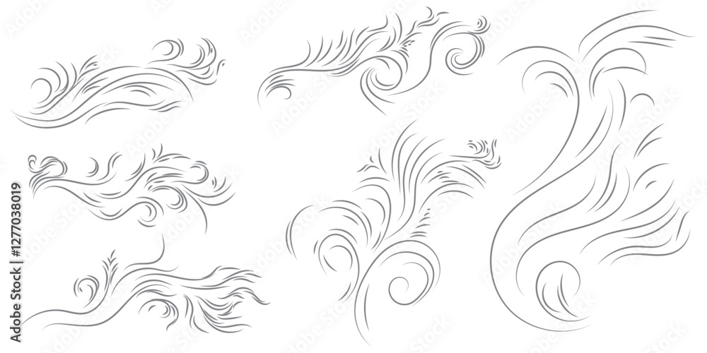 Doodle line wind moving set. Breath of the typhoon. Flat wind moves Vector isolated illustration
Doodle line wind moving set. Breath of the typhoon. Flat wind moves Vector isolated illustration