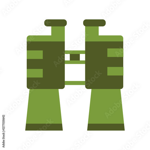 Flat Vector Illustration of Military Green Binoculars for Outdoor Exploration, Bird Watching, and Surveillance