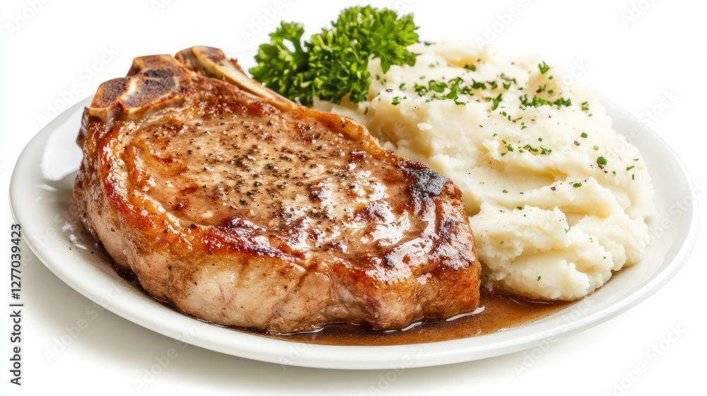 Juicy pork chop with creamy mashed potatoes Juicy pork chop with creamy mashed potatoes