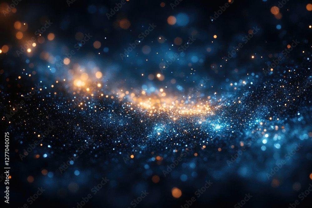 Naklejka premium Blue and Gold Glitter Sparkle Background