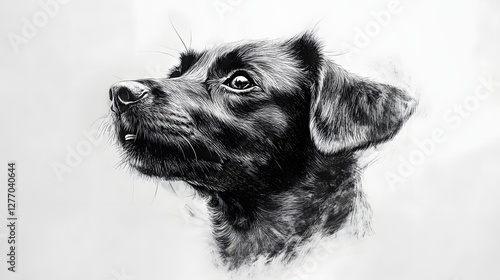 Wallpaper Mural Charcoal drawing of a dog's head, looking up with glossy eyes and fur textures. Elegant canine portrait. Torontodigital.ca