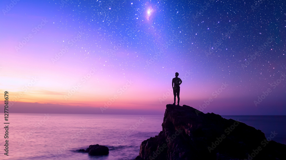 Fototapeta premium Guided by the Stars at Twilight Over the Sea