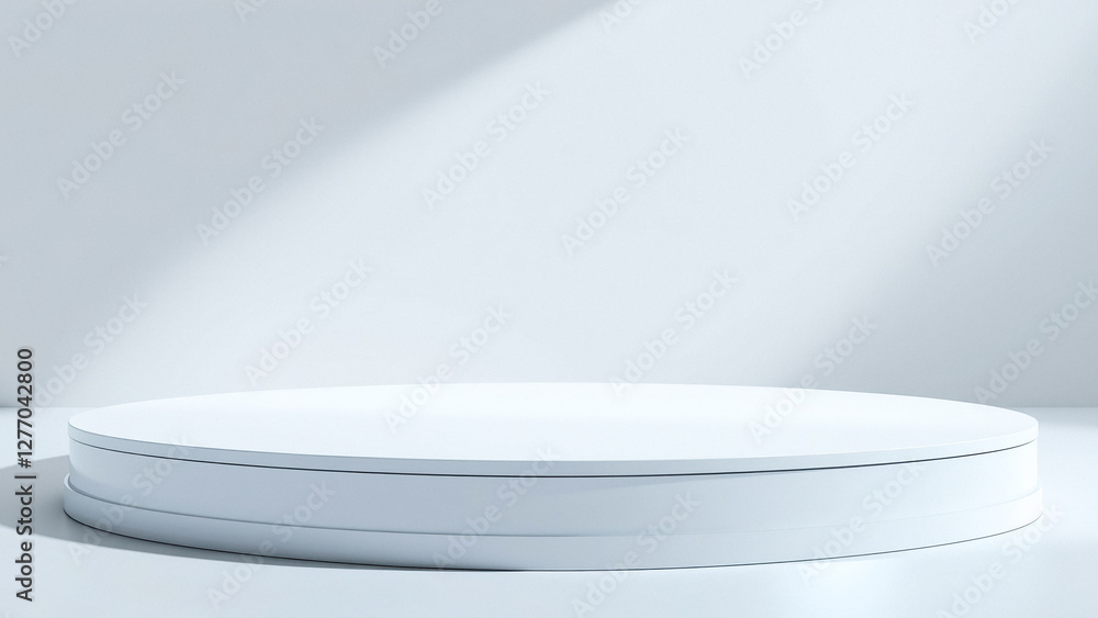 pristine white circular platform for product display pristine white circular platform for product display