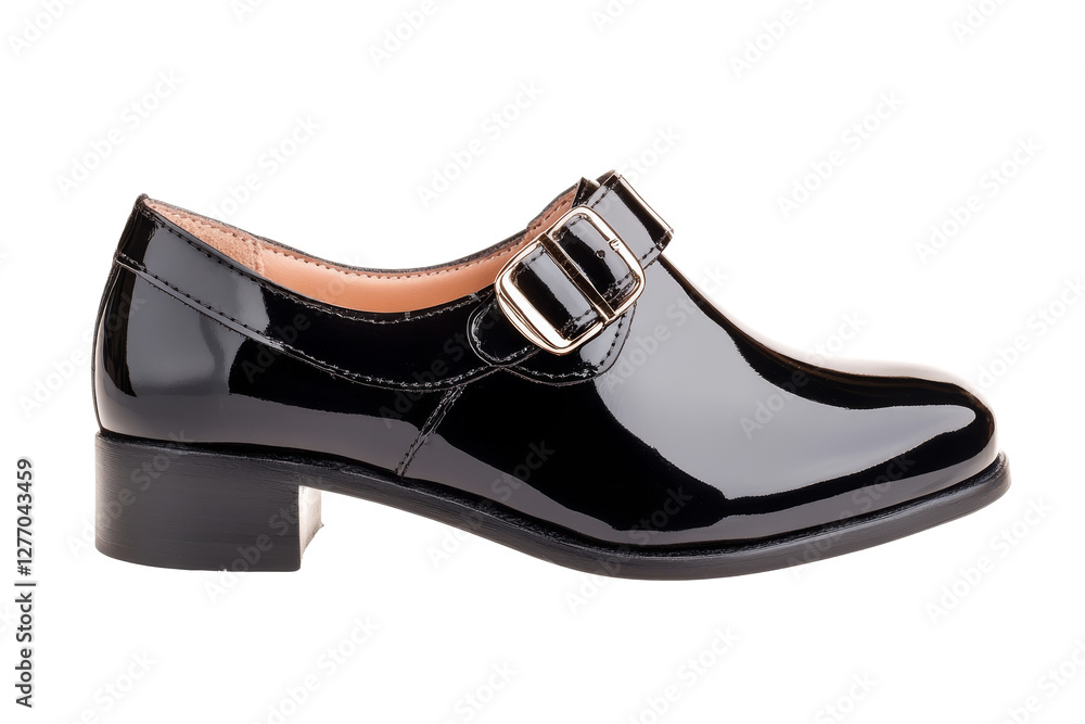Black patent leather dress shoe, buckled Black patent leather dress shoe, buckled