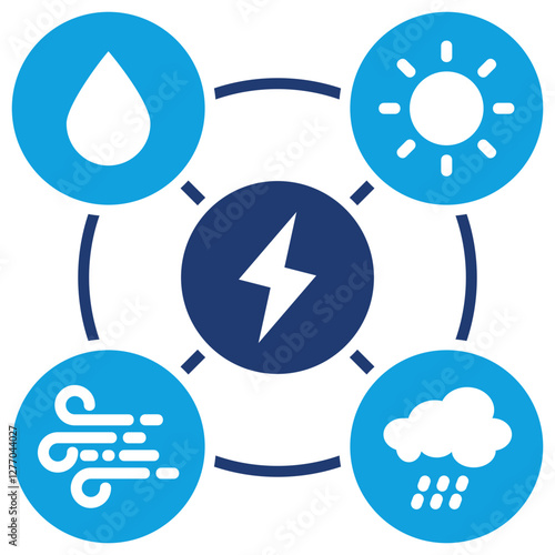 Energy Sources Flat Blue Icon